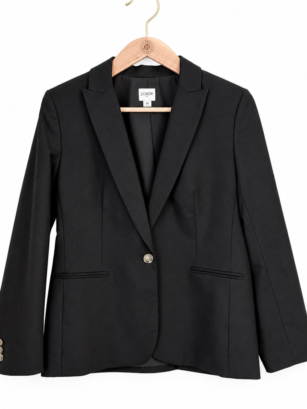 J.Crew Black Linen Cotton Single Button Blazer Size 10